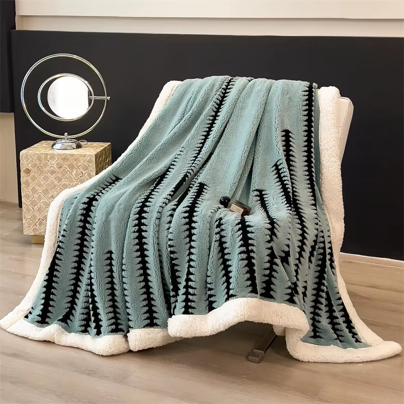 Blanket Quilt New Thickened Cloud-Feel Fleece Double-Layer Plush Winter Wool Knee Nap Four Seasons Blankets for Sofas Sleeping