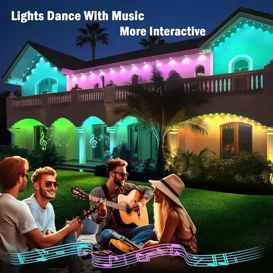 150Ft Permanent Eaves LED Smart RGB Outdoor Led Lights for House with Remote Full House Eaves Light Christmas Holiday Decor