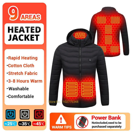 Heated Winter Jacket - 21 Heating Areas - Hiking Camping & Ski