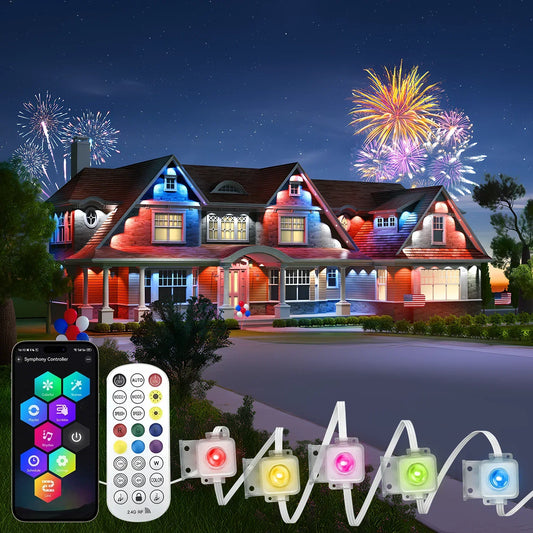 Permanent Outdoor LED Lights - 16-150FT Smart RGBIC - Eaves & Holiday