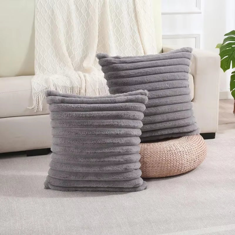 Big Thick Striped Super Soft Solid Color Pillow Cover 45X45Cm Sofa Decor Cushion Cover
