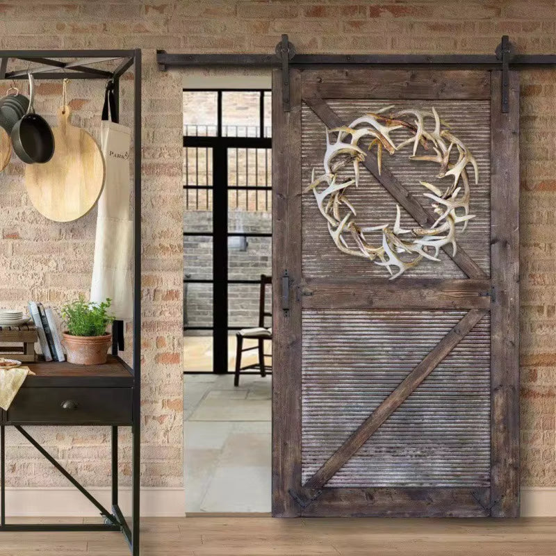 Christmas Rustic Farmhouse Antler Wreath outside Home Decoration Accssories Wall Hanging Ornament Deer Horn Statue Garland