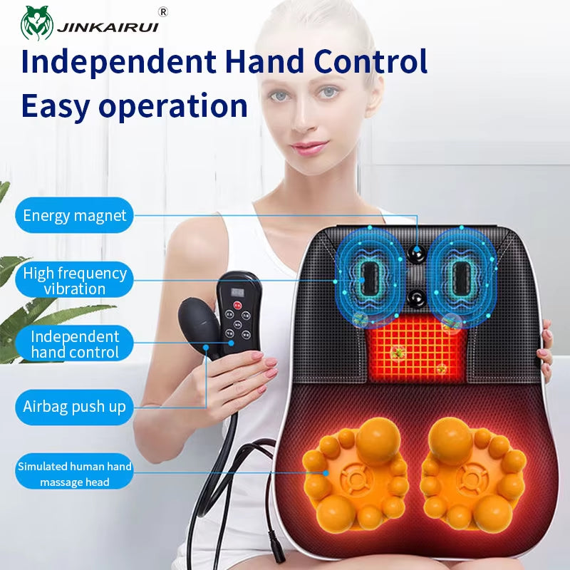 Electric Shiatsu Head Neck Cervical Ttraction Body Massager Car Back Pillow with Heating Vibrating Massage Device