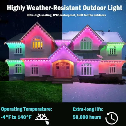 150Ft Permanent Eaves LED Smart RGB Outdoor Led Lights for House with Remote Full House Eaves Light Christmas Holiday Decor