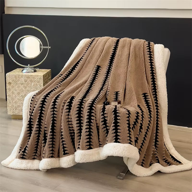 Blanket Quilt New Thickened Cloud-Feel Fleece Double-Layer Plush Winter Wool Knee Nap Four Seasons Blankets for Sofas Sleeping
