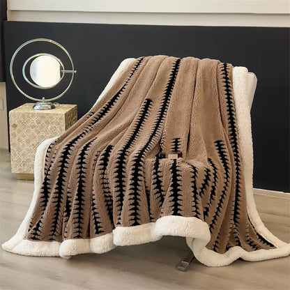 Blanket Quilt New Thickened Cloud-Feel Fleece Double-Layer Plush Winter Wool Knee Nap Four Seasons Blankets for Sofas Sleeping
