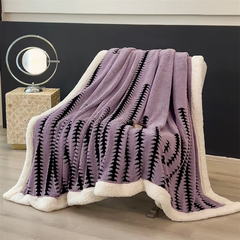 Blanket Quilt New Thickened Cloud-Feel Fleece Double-Layer Plush Winter Wool Knee Nap Four Seasons Blankets for Sofas Sleeping