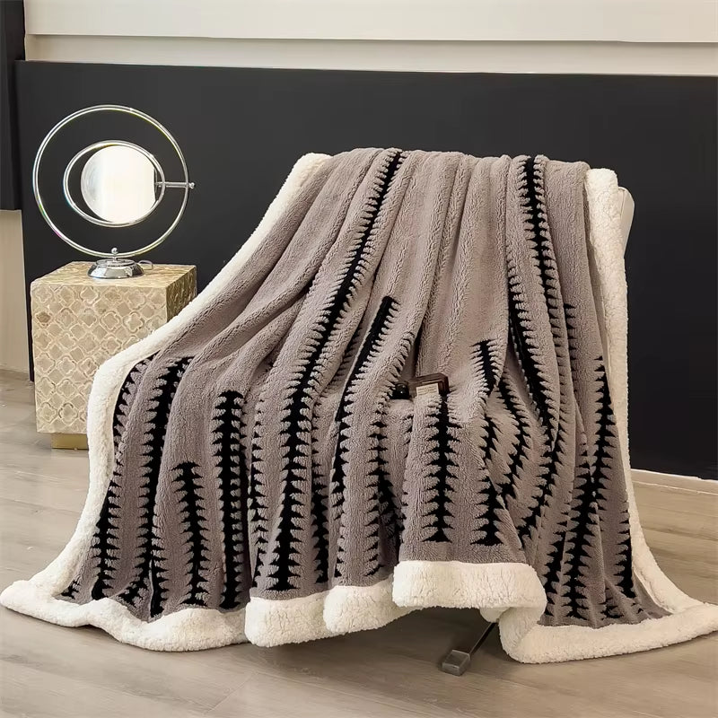 Blanket Quilt New Thickened Cloud-Feel Fleece Double-Layer Plush Winter Wool Knee Nap Four Seasons Blankets for Sofas Sleeping