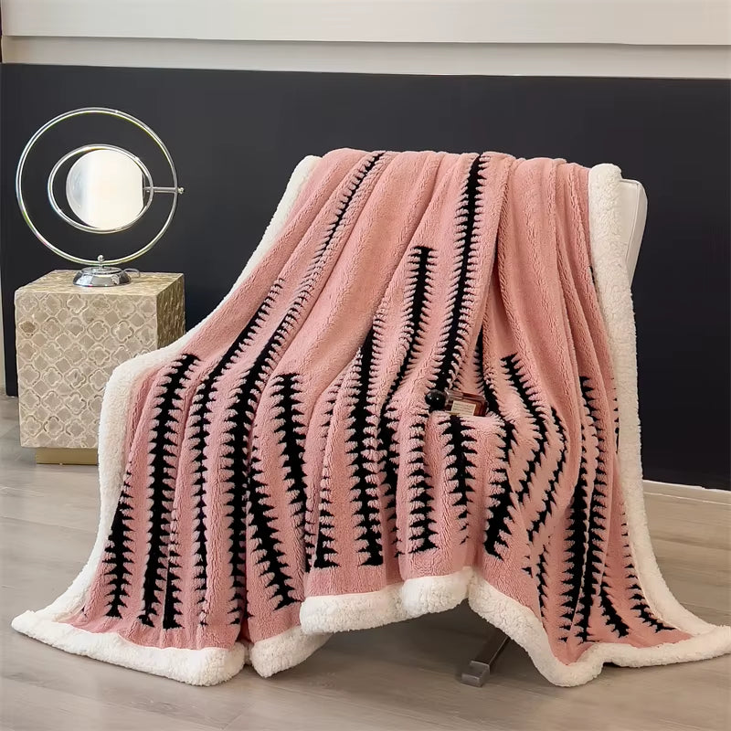 Blanket Quilt New Thickened Cloud-Feel Fleece Double-Layer Plush Winter Wool Knee Nap Four Seasons Blankets for Sofas Sleeping