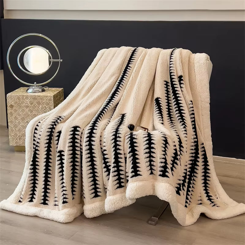 Blanket Quilt New Thickened Cloud-Feel Fleece Double-Layer Plush Winter Wool Knee Nap Four Seasons Blankets for Sofas Sleeping