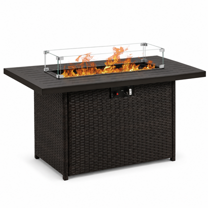 Fire Pit Table - 44" Propane - Glass Wind Guard - 55000 BTU