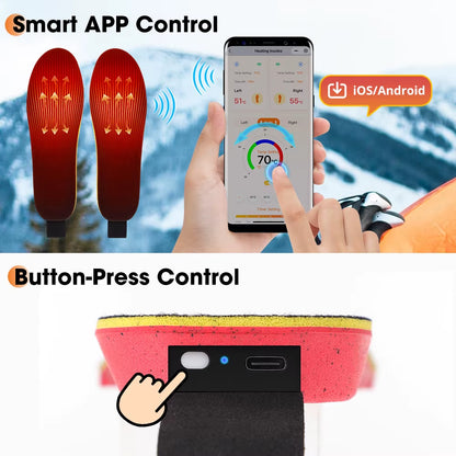 Smart Heated Insoles Rechargeable Foot Warming Pad APP Control Warmer Feet for Winter Outdoor Sports Adjustable Heating Shoe Pad
