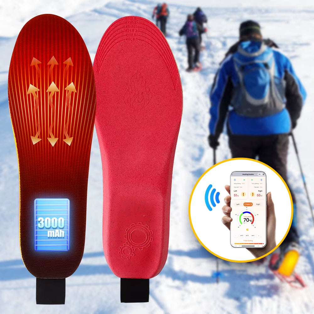 Smart Heated Insoles Rechargeable Foot Warming Pad APP Control Warmer Feet for Winter Outdoor Sports Adjustable Heating Shoe Pad