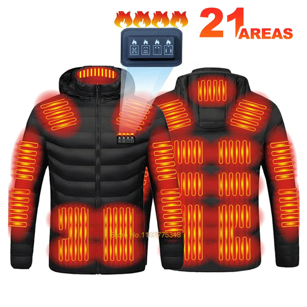 Heated Winter Jacket - 21 Heating Areas - Hiking Camping & Ski
