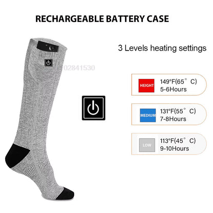 Winter Heated Socks Rechargeable Heating Socks with Battery Box Heated Socks Warmth Outdoor Heated Boots Snowmobile Ski Equipmen