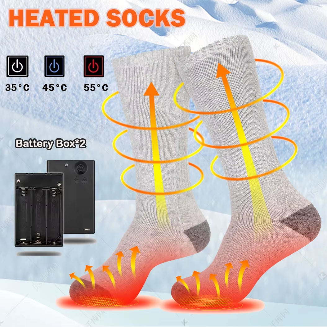 Winter Heated Socks Rechargeable Heating Socks with Battery Box Heated Socks Warmth Outdoor Heated Boots Snowmobile Ski Equipmen