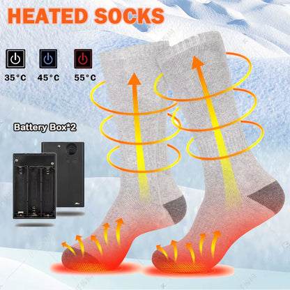 Winter Heated Socks Rechargeable Heating Socks with Battery Box Heated Socks Warmth Outdoor Heated Boots Snowmobile Ski Equipmen