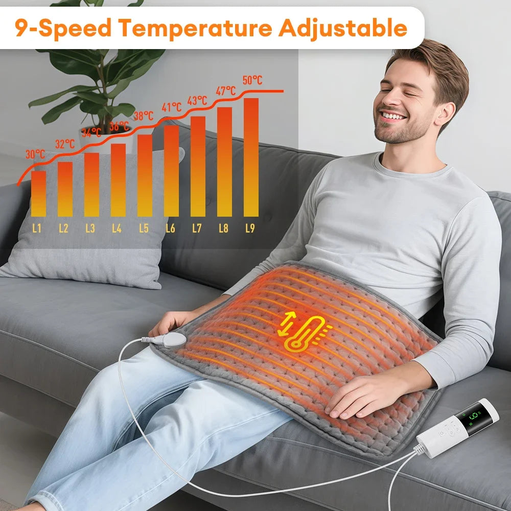 Heating Pads for Back Abdomen 9-Level Hot Compress Waist Hand Warmer with Digital Display Thermostat Heater Warming Back Relax