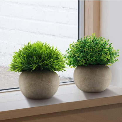 2Pcs Mini Artificial Boxwood Topiary Faux Plants Indoor- Small Fake Plants Decor Magnolia Home Office Desk Cubicle Farmhouse Kitchen Bookshelf Bedroom Bathroom Decor, Aloe Vera Zen Garden