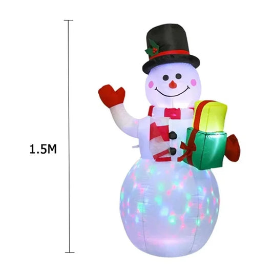 Inflatable Snowman & Penguin Stack - LED Lights - Christmas Yard Decor