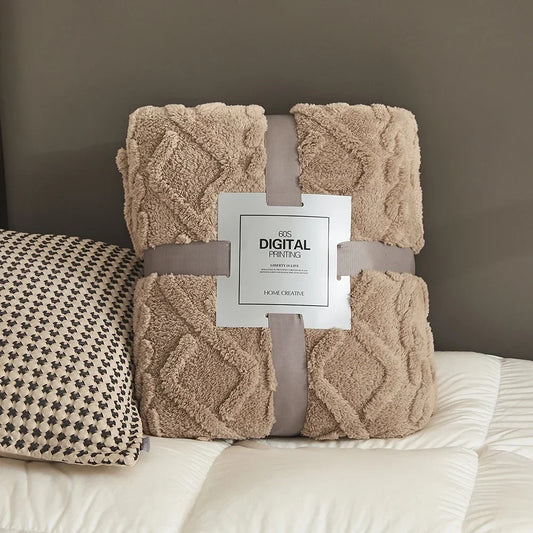 Velvet Throw Blanket - Flannel Plush - Thickened Sofa Throw
