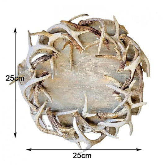 Rustic Farmhouse Antler Wreath - Christmas Wall Hanging - Deer Horn Decor