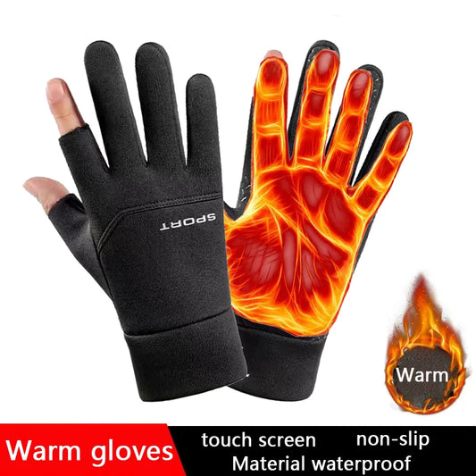 Winter Driving Gloves - Velvet-Lined Waterproof - Two-Finger Touchscreen