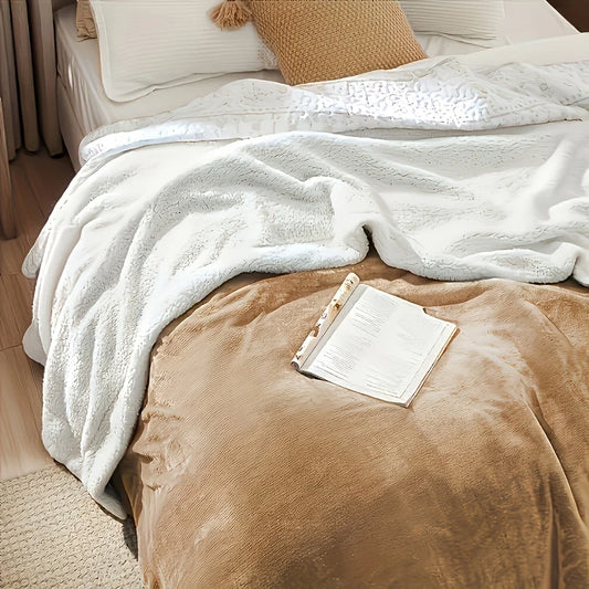 Twin Sherpa Fleece Blanket - Reversible Plush - 5lbs