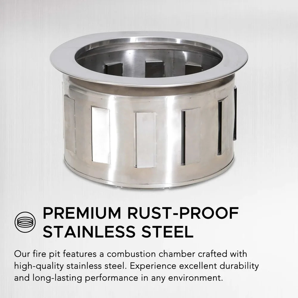 26-Inch Hexagonal Fire Pit - Smokeless Wood Burning - Cover & Poker