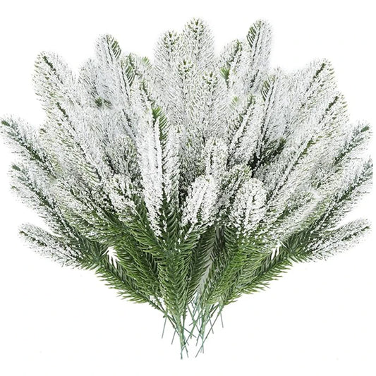 Snow White Pine Needle Bouquet - 5/10-Piece Set - Christmas Decor