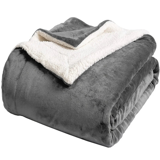 Twin Sherpa Fleece Blanket - Reversible Plush - 5lbs