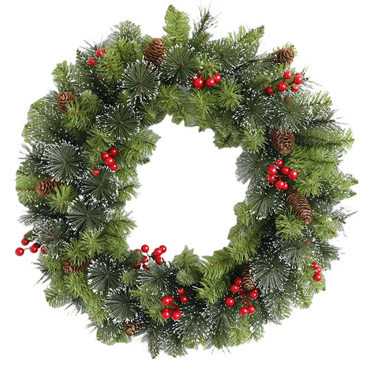Christmas Lighted Garland Wreath - Door Window & Fireplace Decor