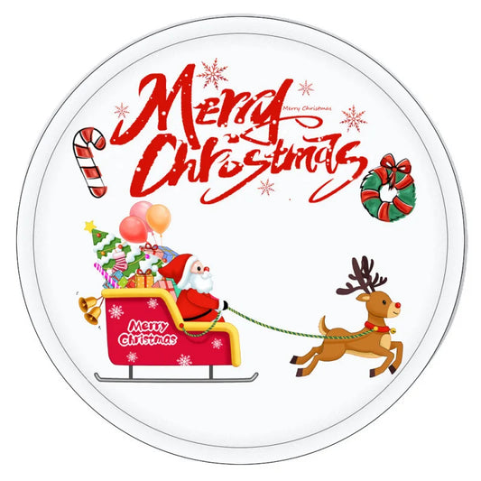 Christmas Tree Rug - Non-Slip Round Carpet - Snowflake Design