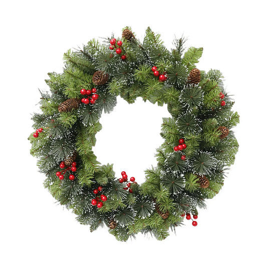 Christmas Lighted Garland Wreath - Door Window & Fireplace Decor