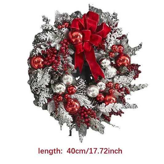 Christmas Wreath - Red Ball Ornaments - Front Door & Mantle Decor