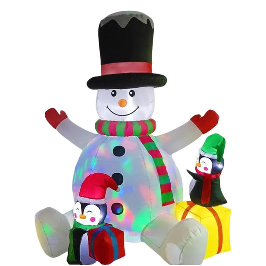 Inflatable Snowman & Penguin Stack - LED Lights - Christmas Yard Decor