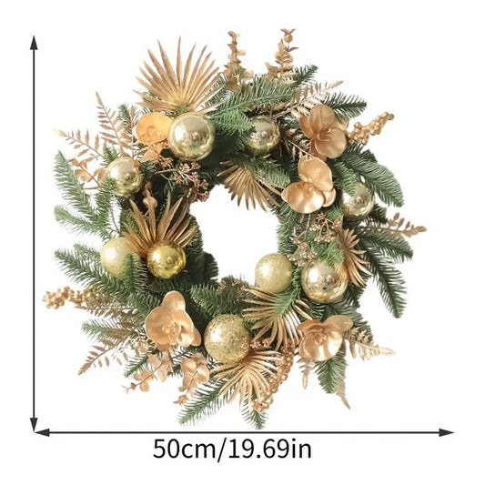 Christmas Wreath - 19-Inch Golden Ball Pine - Front Door & Wall Decor