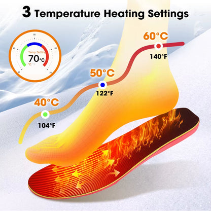 Smart Heated Insoles Rechargeable Foot Warming Pad APP Control Warmer Feet for Winter Outdoor Sports Adjustable Heating Shoe Pad